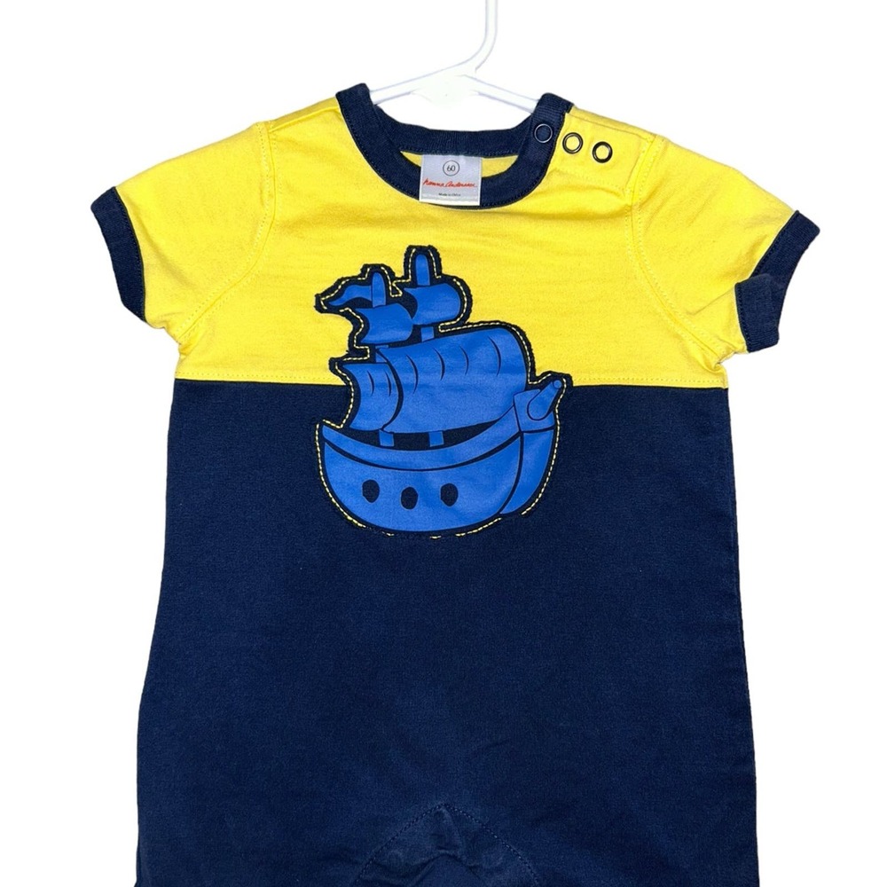 Hanna Andersson Baby Henley Sailboat Romper 60
